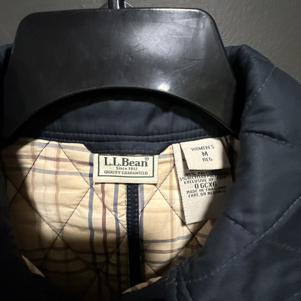 LLBean Quilted Barn Jacket Coat Navy Women’s Size Medium Vintage 90s - Picture 2 of 10